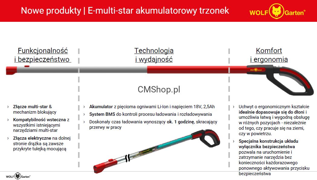 Podkaszarka Wolf-Garten LT 25 EM + Trzonek BS 140 EM + Ładowarka QC 25 EM // E-Multi-Star Set // Dostępny od ręki!!!