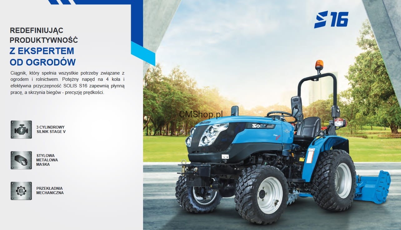 Ciągnik SOLIS 16 4WD 18 KM ze wspomaganiem z ładowaczem i łyżką 120 cm| Dostępny od ręki | Promocja |Autoryzowany Dealer